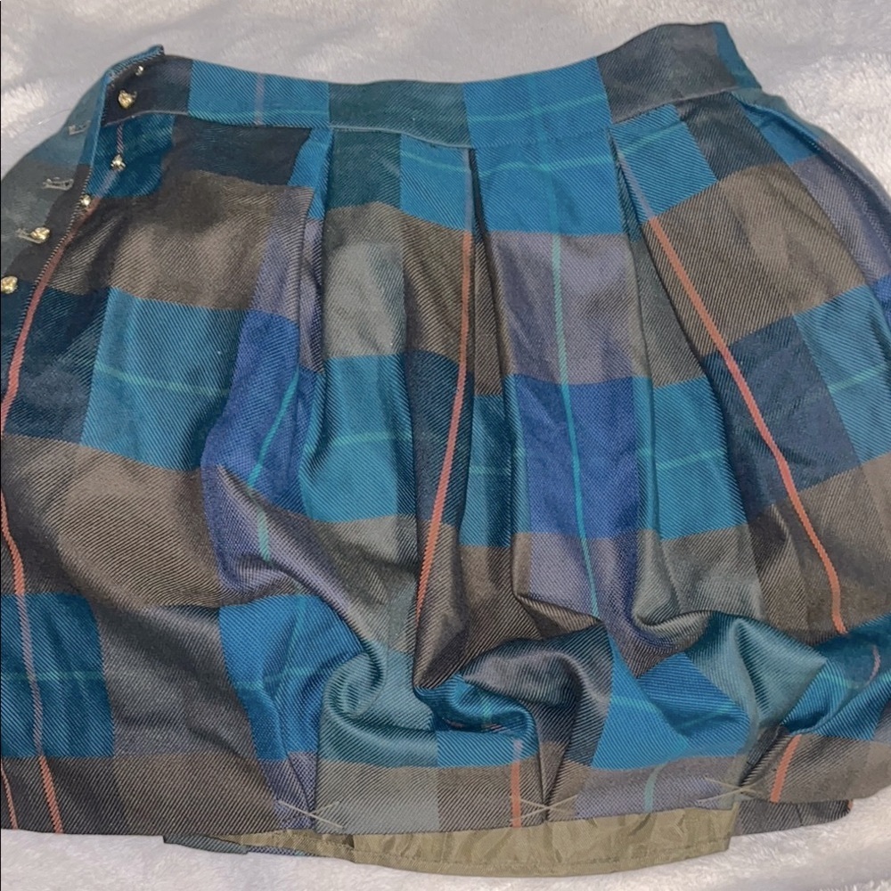 Tommy Hilfiger Plaid Pleated Skirt in Blue and Black